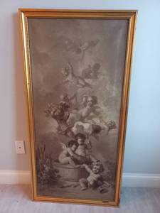 lot 151 image: Gold Framed Cherub Artwork