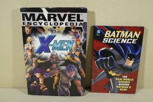 Hardcover Marvel Encyclopedia and Batman Science Book