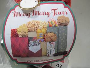 lot 50 image: NEW Houdini Merry Merry Tower Featuring over 6 lbs of Gourmet Treats