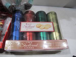 lot 81 image: NEW Gift Basket 4 Pack - Tis the Season Tower, Festive Cheer Tower, 3 Pack Hot Chocolate, and 4 Pack Shortbread Cookies