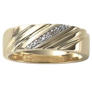 lot 128 image: Brand New 18K Gold Over Sterling Silver Two-Tone Unisex Diamond-Accent Wedding Band
