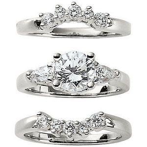 lot 146 image: Brand New Saberlin Collections Sterling Silver Round and Pear CZ 3-Pc. Bridal Set