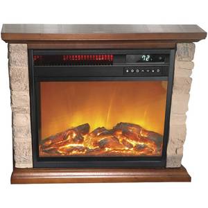 lot 44 image: Brand New Unopened Box LifeSmart Small Square Infrared Fireplace with Faux Stone Accent
