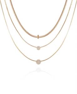 lot 62 image: Brand New Guess Goldtone Pave Crystal 3-Row Layered Chain Necklace