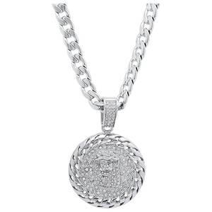 lot 80 image: Brand New Steeltime Stainless Steel Mens CZ Round Jesus Head Pendant