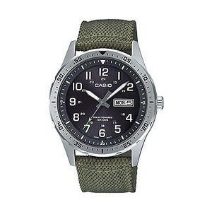 lot 74 image: Brand New Casio Mens Analog Field Green Fabric Strap Solar Watch