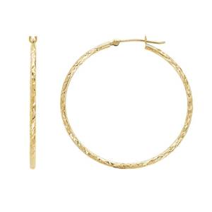 lot 78 image: Brand New 10K Gold 1-12 Crystal Cut Tube Hoop Earrings