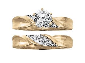 lot 86 image: Saberlin Collections 18K Gold Over Sterling Silver Round CZ and Diamond-Accent Bridal Set