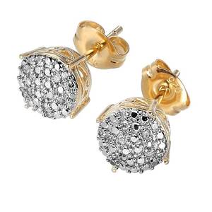 lot 89 image: 18K Yellow Gold and Rhodium Over Sterling Silver 110 ct tw Diamond Heart Stud Earrings