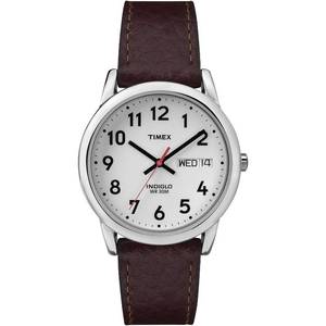 lot 52 image: Brand New Timex Mens Easy Reader White Dial Brown Leather Watch - T200419J