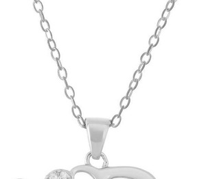 lot 144 image: Rhodium Over Sterling Silver Diamond-Accent Elephant with Baby Pendant Necklace