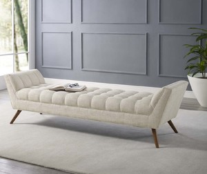 Modway Response 74 x 22 in. Tufted Upholstered Fabric Bench in Beige