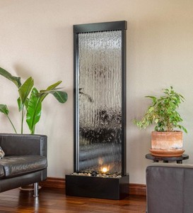 Alpine Corporation 72 in. Silver Mirror Lighted Waterfall Fountain