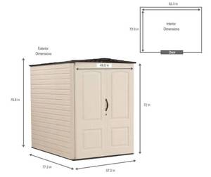 Rubbermaid Large Plastic Vertical Resin Weather Resistant 5 x 6 ft. Storage Shed in Sandstone