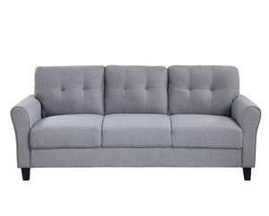 80 x 30 in. Light Grey-Blue Linen Straight Modern Style Round Arm Upholstered 3-Seat Sofa and 57 x 30 in. 2-Seat Loveseat