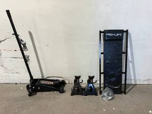 Pro-Lift 3-Ton Heavy-Duty Floor JackJack Stands and Creeper Combo in Black