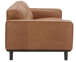 Rivet Bigelow 89.4 x 37.4 in. Modern Leather Sofa Couch with Wood Base in Cognac and Espresso