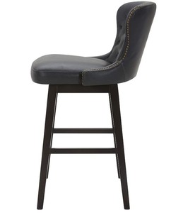 Stone & Beam Morgan 42.1 in Wax Black Faux Leather Memory-Swivel Barstool