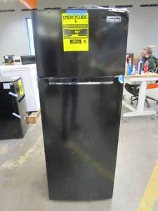 lot 503 image: Magic Chef 7.3 cu. ft. 2-Door Mini Fridge in Black with Freezer (DENT ON CORNER, MISSING GLASS SHELF, LIKE NEW CONDITION)