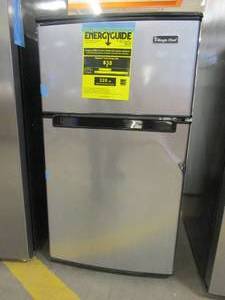 lot 511 image: Magic Chef 3.1 cu. ft. Mini Fridge in Stainless Look (DAMAGED ON DOOR, SEE PHOTOS)