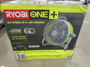 lot 546 image: RYOBI ONE 18V Hybrid 18 in. Air Cannon Drum Fan (TOOL ONLY)