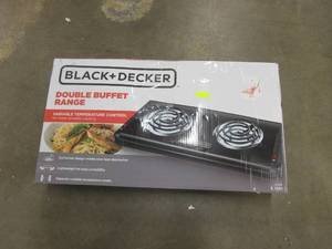 lot 553 image: BLACKDECKER Double Burner Portable Buffet Range, Black, DB1002B (OPEN BOX)