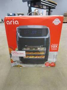 lot 555 image: ARIA 10 qt. Black AirFryer with Recipe Book (OPEN BOX)