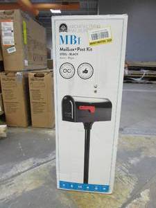 lot 607 image: Architectural Mailboxes MB1 Black, Medium, Steel, Post Mount Mailbox and 2 in. In-Ground Post Kit (MISSING HARDWARE)