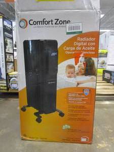 lot 641 image: Comfort Zone 1500-Watt Electric Oil-Filled Space Heater with Digital Display (OPEN BOX)