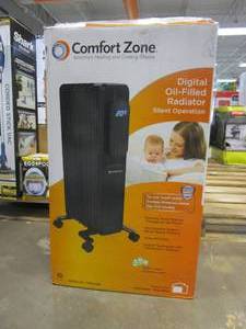 lot 642 image: Comfort Zone 1500-Watt Electric Oil-Filled Space Heater with Digital Display (OPEN BOX)