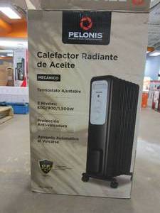 lot 648 image: Pelonis 1,500-Watt Oil-Filled Radiant Electric Space Heater with Thermostat (USED, MISSING FRONT WHEELS)