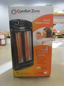 lot 665 image: Comfort Zone 1500-Watt Electric Quartz Infrared Radiant Tower Heater (USED, OPEN BOX)
