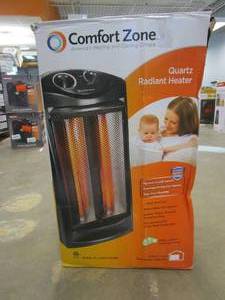 lot 669 image: Comfort Zone 1500-Watt Electric Quartz Infrared Radiant Tower Heater (USED, OPEN BOX)