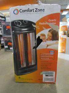 lot 670 image: Comfort Zone 1500-Watt Electric Quartz Infrared Radiant Tower Heater (USED, OPEN BOX)