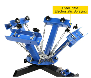 lot 621 image: VEVOR 21.7 in. x 17.7 in. Screen Printing Machine 4-Color 1 Station Silk Printing Kit for T-Shirt DIY with Removable Pallet (OPEN BOX)
