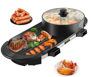 lot 633 image: VEVOR 2 in 1 BBQ Grill and Hot Pot 72 sq. in. Aluminum Alloy Electric BBQ Stove Grill Pot for Family Dinner Friends Party (OPEN BOX)