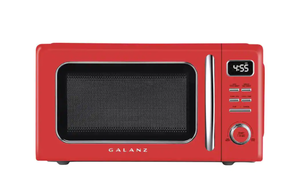lot 718 image: Galanz 1.1 cu. ft. Retro Countertop Microwave in Red (OPEN BOX)