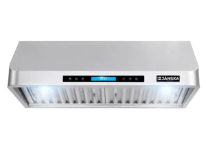 lot 723 image: JANSKA 30 in. 900 CFM Ducted Under Cabinet Range Hood with Touch Display, LED Lights, and Permanent Filters in Stainless Steel (OPEN BOX)