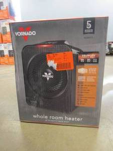 lot 680 image: Vornado Forced Air Velocity 5 Whole Room 1500-Watt 5118 BTU Electric Space Fan Electric Heater Furnace, Black (OPEN BOX)