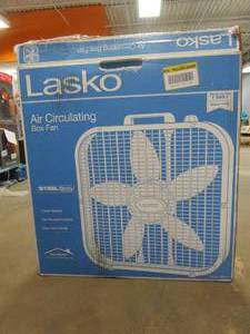 lot 700 image: Lasko 20 in. 3 Speed White Box Fan with Save-Smart Technology for Energy Efficiency (OPEN BOX)