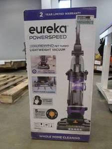 lot 712 image: Eureka PowerSpeed Bagless Corded Washable Filter Multisurface in Purple Upright Vacuum with Bonus Dust Cup (NEEDS NEW FILTER)