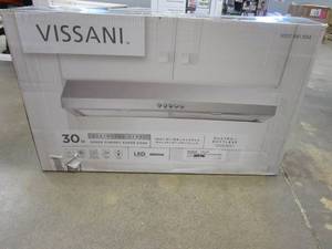lot 730 image: Vissani 30 in. W Convertible Under Cabinet Range Hood with Charcoal Filter in Stainless Steel (DENT, OPEN BOX)