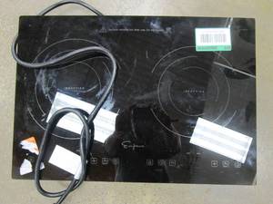 lot 744 image: Empava 20.5 in. Electric Induction Cooktop Horizontal 2-Element Burner in Black (OUT OF BOX)