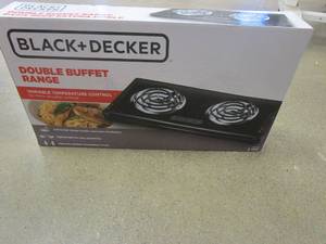lot 763 image: BLACKDECKER 2-Burner 12 in. Black Hot Plate with Temperature Controls (OPEN BOX)