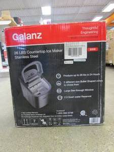 lot 768 image: Galanz 26 lb. Freestanding Ice Maker in Stainless Steel with Black Top (OPEN BOX)