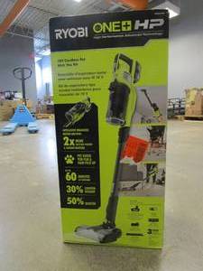 lot 770 image: RYOBI ONE HP 18V Brushless Cordless Pet Stick Vacuum Cleaner Kit with 4.0 Ah HIGH PERFORMANCE Battery and Charger (APPEARS TO BE NEW)