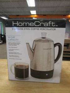 lot 772 image: HomeCraft 10-Cup Stainless Steel Percolator with Keep Warm Function (OPEN BOX)