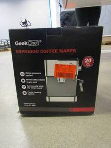 lot 783 image: Edendirect 2-Cup Black Espresso Machine 20-Bar Espresso Maker Detachable Frothing Nozzle 1.5L Detachable Transparent Water Tank (OPEN BOX)