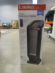 lot 759 image: Lasko Tower 22 in. Electric Ceramic Oscillating Space Heater with Digital Display and Remote Control (NEW)