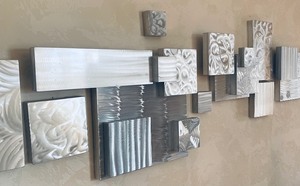 lot 11 image: Magnificent Silver Metallic Abstract Multi Piece Wall Decor